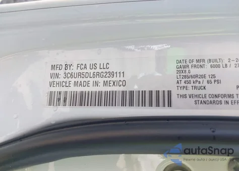 2024 Ram 2500 Big Horn 4X4 6'4 Box z USA, uszkodzony, nr VIN 3C6UR5DL6RG239111